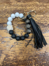 Load image into Gallery viewer, Carved Wooden and Silicone Bracelet Key Chain
