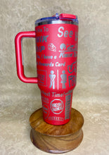 Load image into Gallery viewer, 40 oz Kwik Trip Engraved Stainless Steel Tumbler with Handle &amp; Lid
