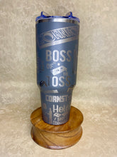 Load image into Gallery viewer, 40 oz Cornhole Inspired Stainless Steel Tumbler with Handle &amp; Lid

