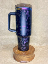 Load image into Gallery viewer, 40 oz Lisa Frank-Inspired Stainless Steel Tumbler with Rainbow Holographic Engraving, Handle &amp; Lid

