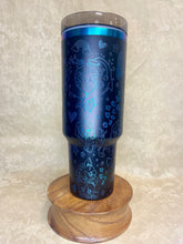 Load image into Gallery viewer, 40 oz Lisa Frank-Inspired Stainless Steel Tumbler with Rainbow Holographic Engraving, Handle &amp; Lid
