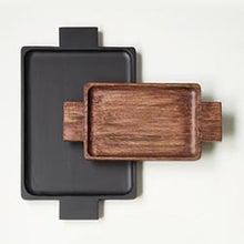 Load image into Gallery viewer, Black Wood Serving Tray with Handles - Large
