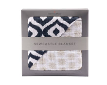 Load image into Gallery viewer, Morrocan Blue And Flower Child Cotton Muslin Newcastle Blanket
