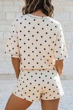 Load image into Gallery viewer, Seam Detail Polka Dot Loose Tee Drawstring Shorts Set
