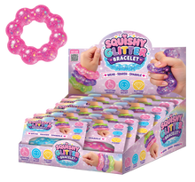 Load image into Gallery viewer, Fun Doh Squishy Sparkle Glitter Sensory Bracelet- 12/Display

