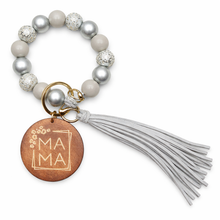 Load image into Gallery viewer, Mama Beaded Keychain Bracelet with Tassel
