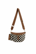 Load image into Gallery viewer, Checkered Crossbody Belt Bag with Adjustable Strap &amp; Mini Pouch
